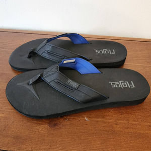 new men's flojos black flip flops size 10